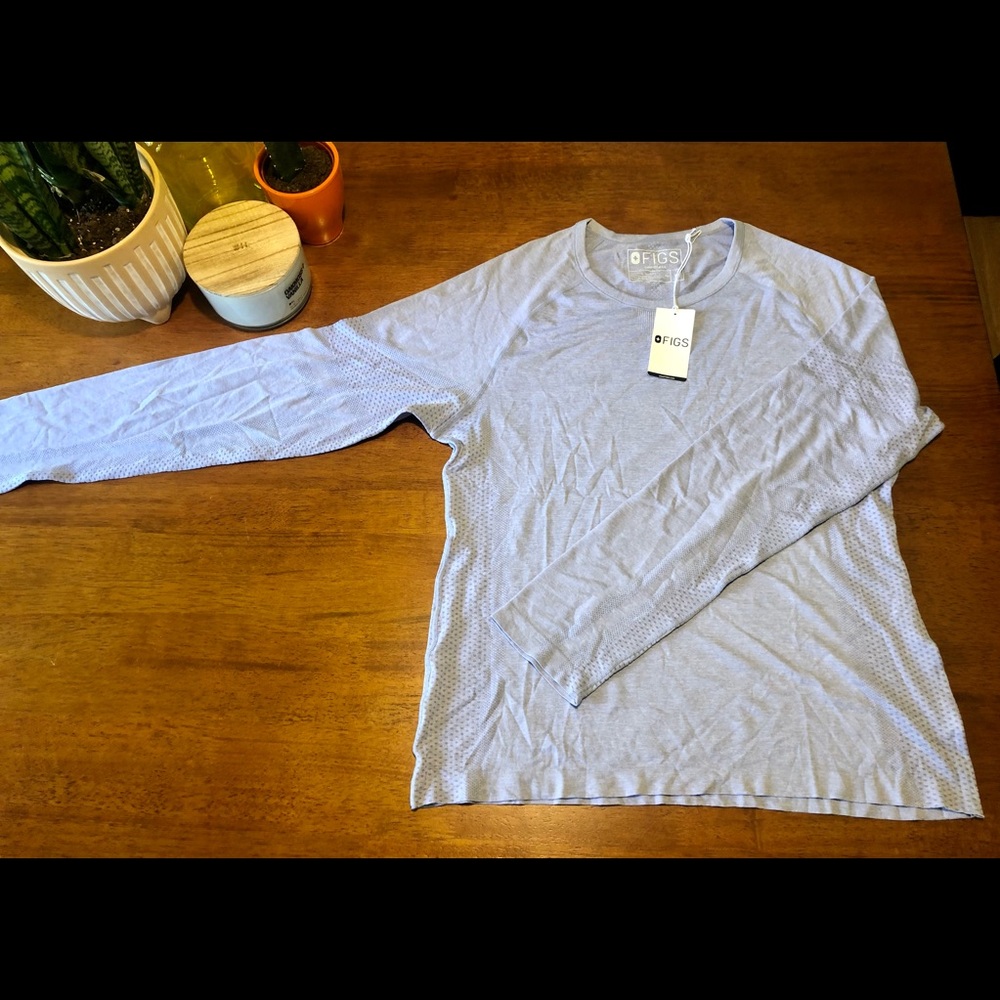 Figs under scrub long sleeve in lavender